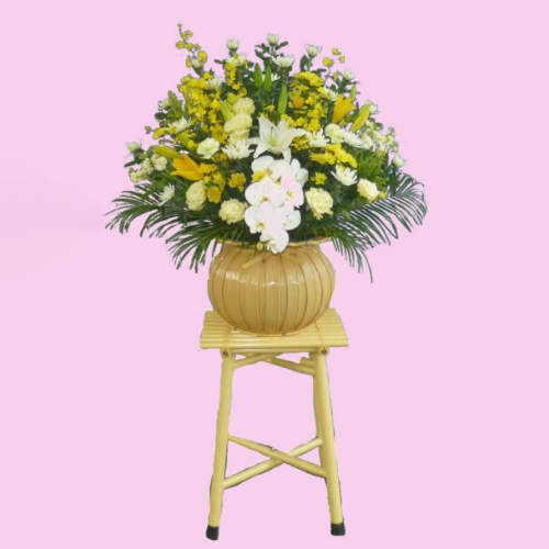 生花ダルマかご（胡蝶蘭入り）